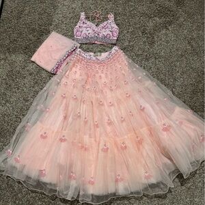 Elegant Pink Lehenga with Floral Details from Kalki